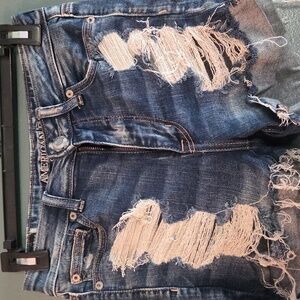 American Eagle Outfitters Dark Blue Denim with Silver Button Shorts